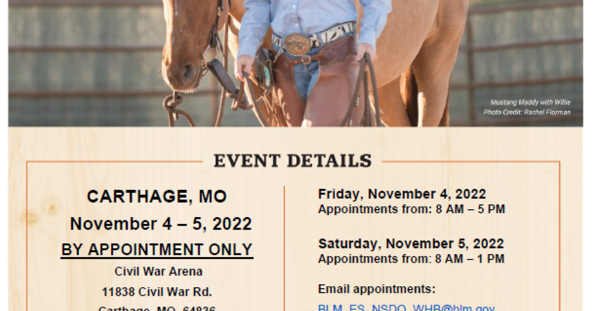 BLM to host Wild Horse and Burro event in Carthage, Missouri Bureau of Land Management